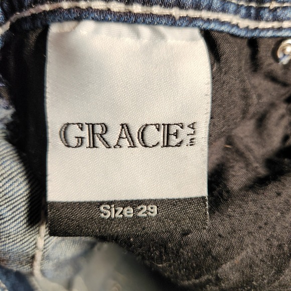 Grace In LA Jeans Women's Size 29 33X33 Blue Bootcut Stretch Dark Wash Pants - Picture 8 of 13